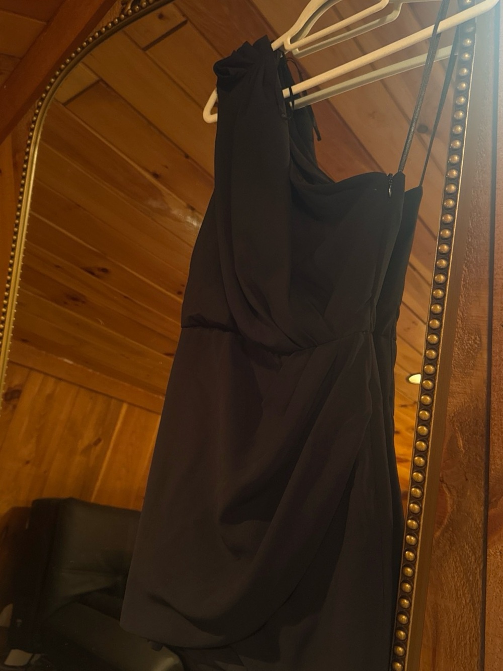 DO+BE Black One-Shoulder Draped Cocktail Dress
